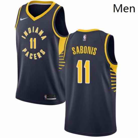 Mens Nike Indiana Pacers 11 Domantas Sabonis Authentic Navy Blue Road NBA Jersey Icon Edition